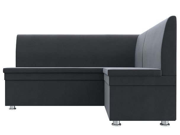 Кухонный угловой диван Уют правый (полностью велюр серый) - Вид 2