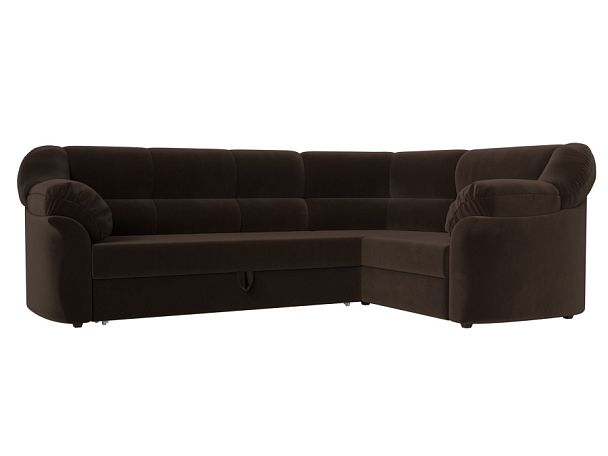 Диван угловой Карнелла правый (полностью микровельвет коричневый) - Вид 1