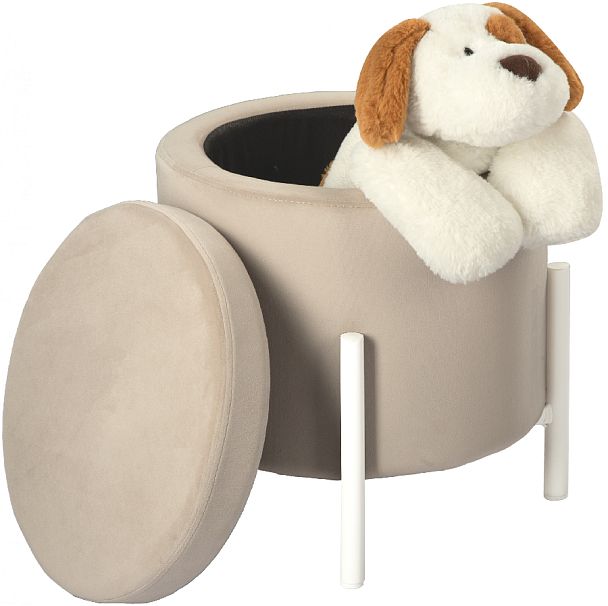 Пуф Кен с местом для хранения Кремовый велюр Confetti cream/белый - Вид 3