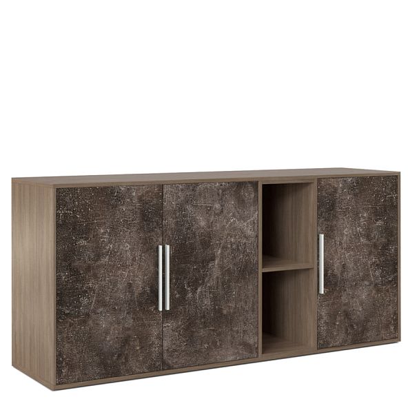 Шкаф низкий 3 створки, с нишей B-tone 168,8x45x78 дуб урбан бетон темный - Вид 1