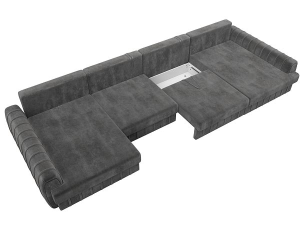 Диван П-образный Лига-057 НПБ Лонг Велюр серый - Вид 7