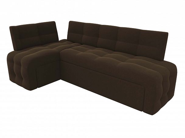 Кухонный угловой диван Люксор левый (полностью микровельвет коричневый) - Вид 4