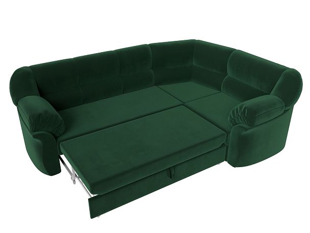 Диван угловой Карнелла правый (полностью велюр зеленый) - Вид 7