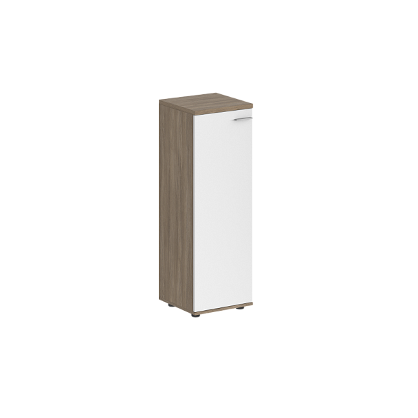 Шкаф средний Sigma 400х400х1200, 1 дв., з.ст ЛДСП, левый / корпус: дуб темный;  фасад: белый - Вид 1