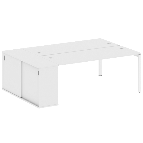 Metal System Quattro Р. ст. с шкафом-купе на П-образном м/к 50БП.РС-СШК-1.5 Т Белый/Белый металл 2210*1475*750 - Вид 1