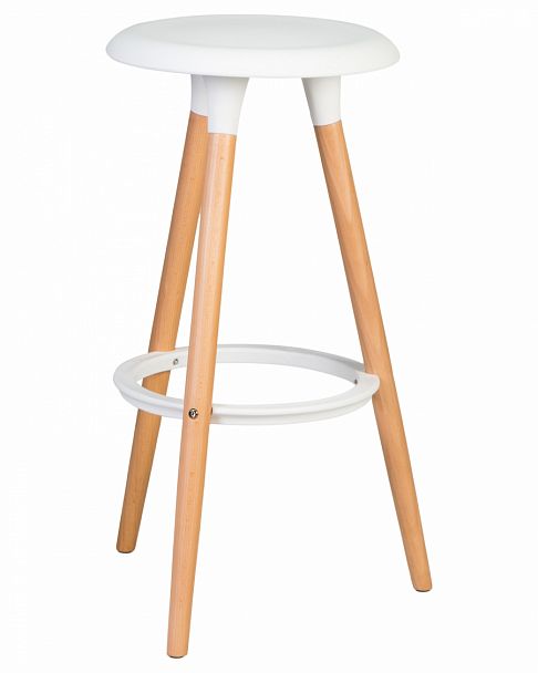 Табурет барный DOBRIN ROYCE (ножки светлый бук, цвет белый (W-02)) - Вид 1