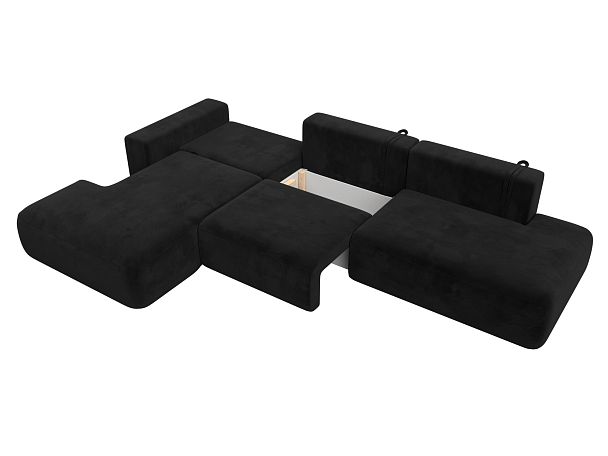 Диван угловой Лига-036 Модерн Лонг левый угол Велюр черный - Вид 8