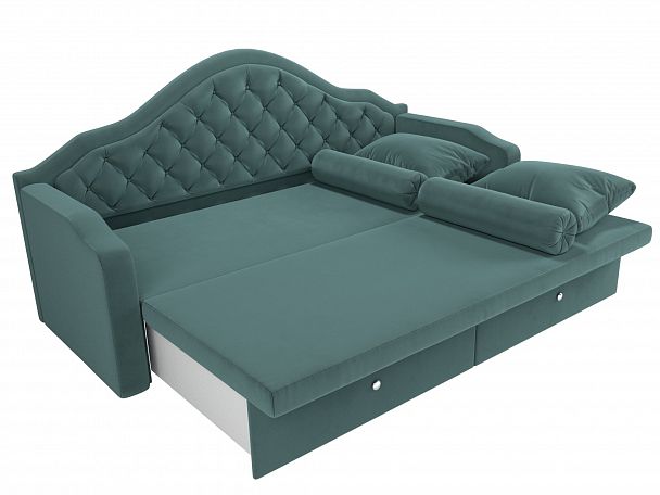 Прямой диван софа Сойер (полностью велюр бирюзовый) - Вид 7
