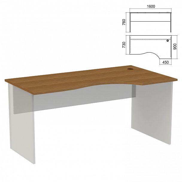 Стол эргономичный ЧАСТЬ 1 "Арго", 1600х900х760 мм, правый, орех - Вид 2
