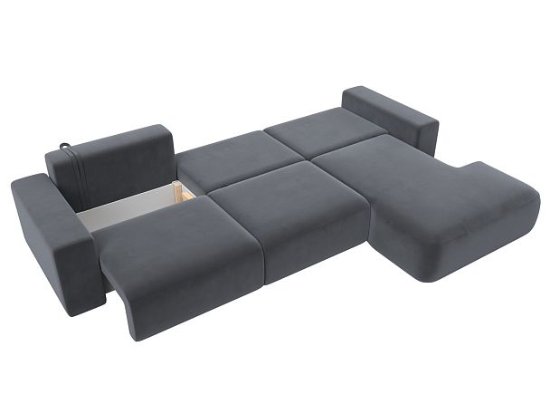 Диван угловой Лига-036 Классик Лонг правый угол Велюр серый - Вид 9