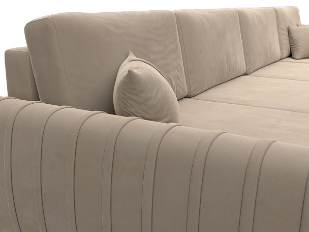 Диван П-образный Лига-057 НПБ Лонг Велюр бежевый - Вид 4