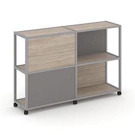 Shelf Mobile Стеллаж 3 уровня 2 секции VR.LT-STK-314.12 Дуб Аттик/Металл Серый/W-11 2370*400*1046 - Фото предпросмотра