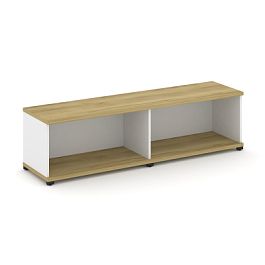 Concept Стеллаж 2 широкие секции, 1 ниша CN.STS-120 Дуб Винченцо/Белый Бриллиант/Металл Черный 1668*420*450 - Фото предпросмотра