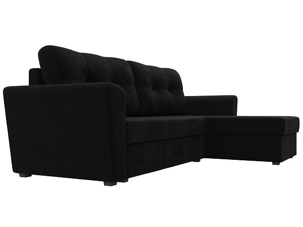 Угловой диван Амстердам Лайт правый (полностью микровельвет черный) - Вид 3