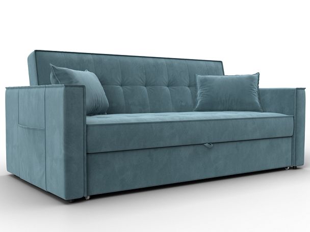 Диван прямой Лига-104 (160) Велюр бирюзовый - Вид 1