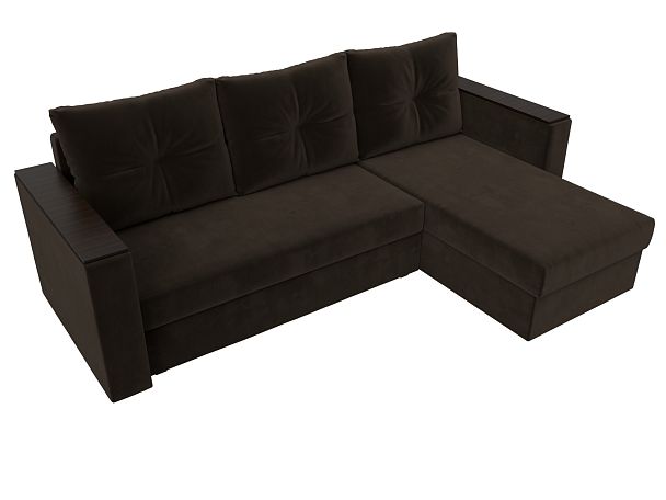 Угловой диван Атланта Лайт Б/С правый (полностью микровельвет коричневый) - Вид 7