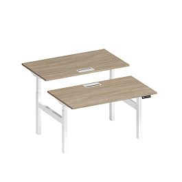 Рабочая станция на электроприводе с заглушками Elevo А2 БГ 102 ДК дуб скандинавский / белый гладкий - Фото предпросмотра