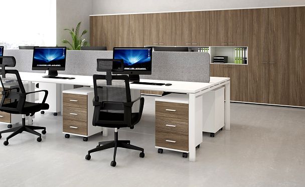 Рабочая станция Sigma s-b-s 2400х600х750 / профиль: 60х30 белый; столешница: белый - Вид 4