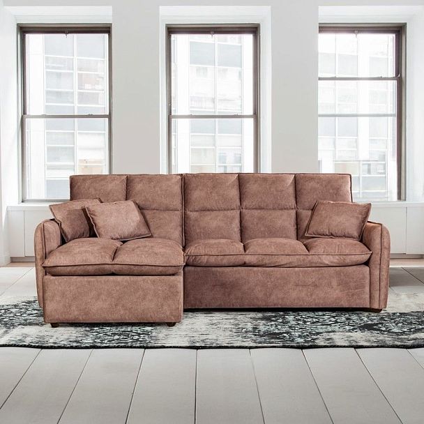 Rio диван-кровать с шезлонгом, замша camel - Вид 8