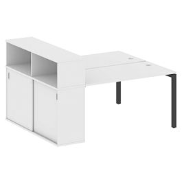 Metal System Quattro Р. ст. с шкафом-купе на П-образном м/к 50БП.РС-СШК-2.3 Т Белый/Антрацит металл 1810*1475*1098 - Фото предпросмотра