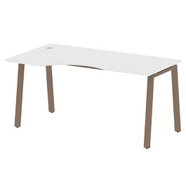 Metal System Стол криволинейный левый на А-образном м/к БА.СА-1 (L) Белый/Мокко металл 1600*900*750 - Фото предпросмотра