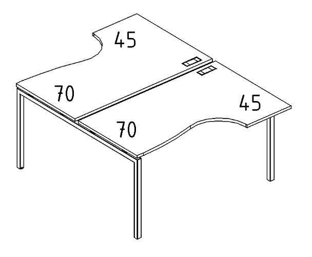Рабочая станция DUE (2х160) столы эргономичные Классика A4 А4 Б2 185 БП дуб / металлокаркас серый - Вид 3