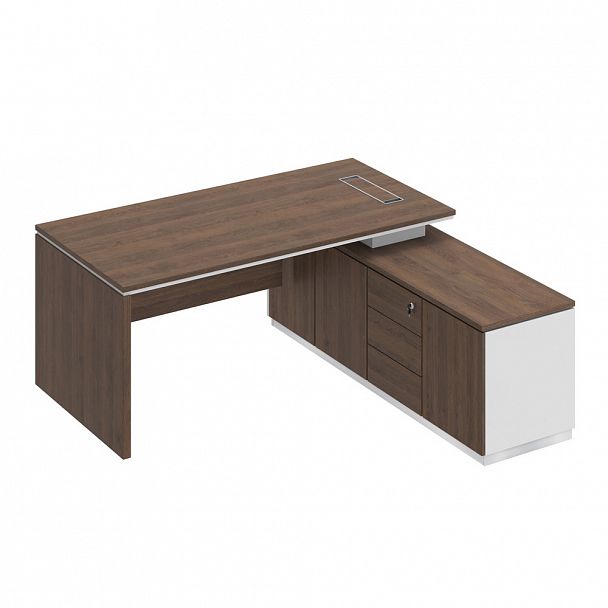 Стол руководителя (опора ДСП) на опорной тумбе (левый/правый) "City" СИ 107 дуб гладстоун/белый премиум/дуб гладстоун - Вид 1