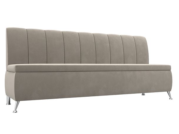 Кухонный прямой диван Кантри (полностью микровельвет бежевый) - Вид 1