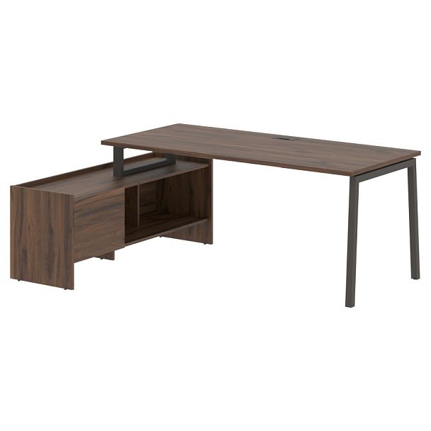 Стол с тумбой ELCT 19814 Дуб Денвер темный/Мокко 1960х1400х750 EDIS - Вид 1