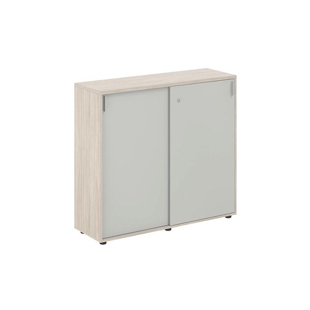 Шкаф купе 1238х400х1125 средний, с замком / корпус: дуб светлый, фасады: серый бархат Сигма / Sigma - Вид 1