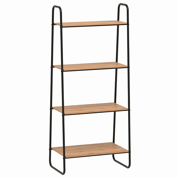 Стеллаж на металлокаркасе "Скандинавия-24", 650х385х1470 мм, 4 полки ЛДСП, черный/дуб, CТCП24 Ч - Вид 1