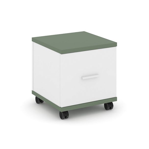 Concept Тумба мобильная 1 распаш. фасад CN.TUM-007 W Кобо/Белый Бриллиант/Металл Белый 420*420*448 - Вид 1