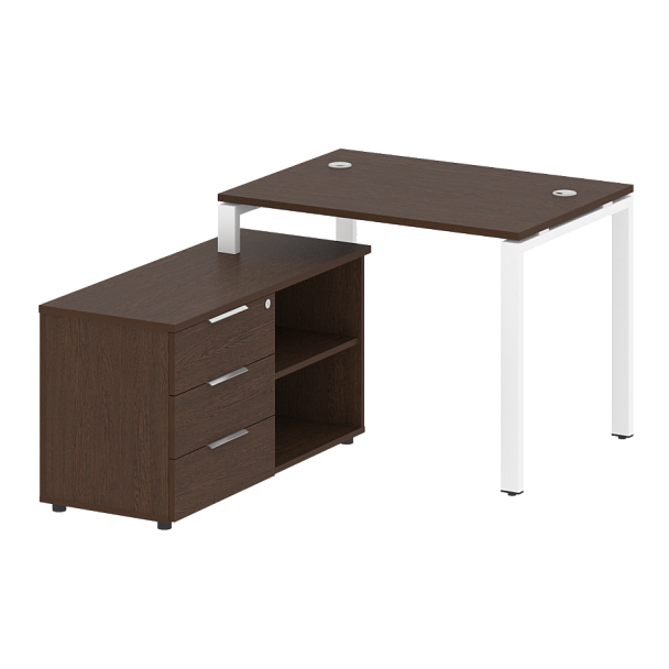 Metal System Р. ст. с тумбой на П-образном м/к БП.РС-СТС-2.1 (L) Венге/Белый металл 1100*1520*750 - Вид 1