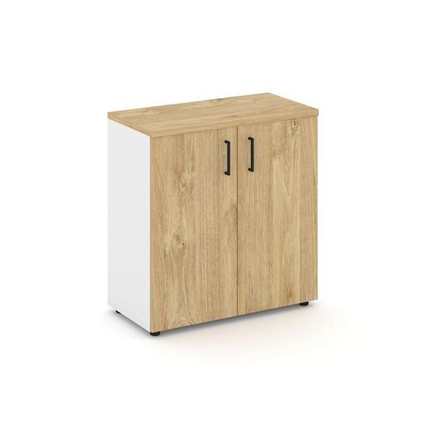 Style Project Шкаф низкий широкий SN.STS.E-301 Белый/Тиквуд Светлый/Черный Ручки 796*400*833 - Вид 1