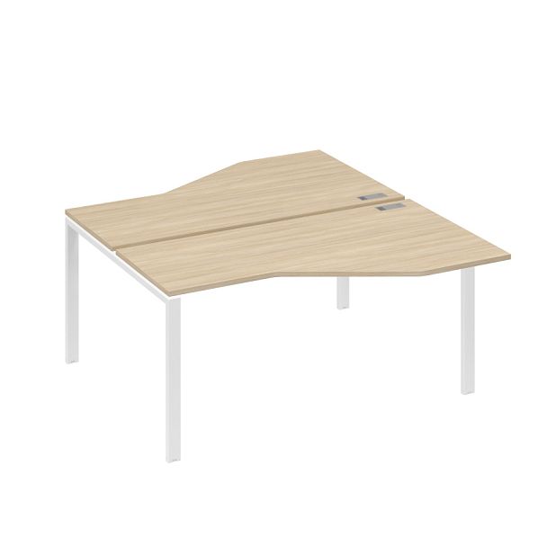 Рабочая станция со столами (2х160) Техно на каркасе UNO A4 А4 Б1 188 БП дуб скандинавский / металлокаркас белый - Вид 1