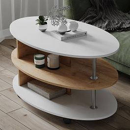 Стол Журнальный Консул-4 (1000*540*600) белый/дуб крафт золотой - Фото предпросмотра