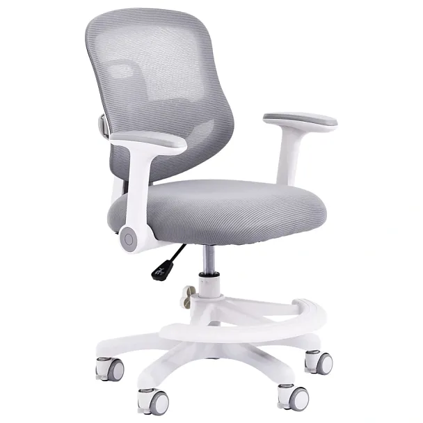 Кресло детское с подставкой для ног BRABIX KIDS "MG-215", сетка/ткань TW, серое, 533313 - Вид 1