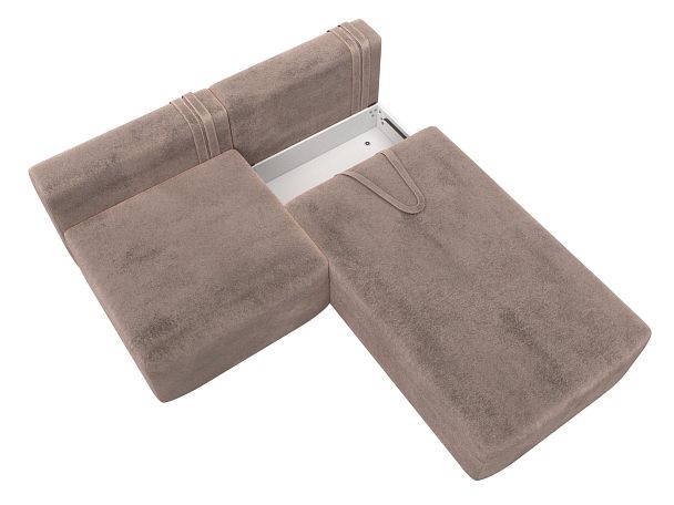 Диван угловой модульный Лига-060 НПБ угол универсальный Велюр бежевый - Вид 7