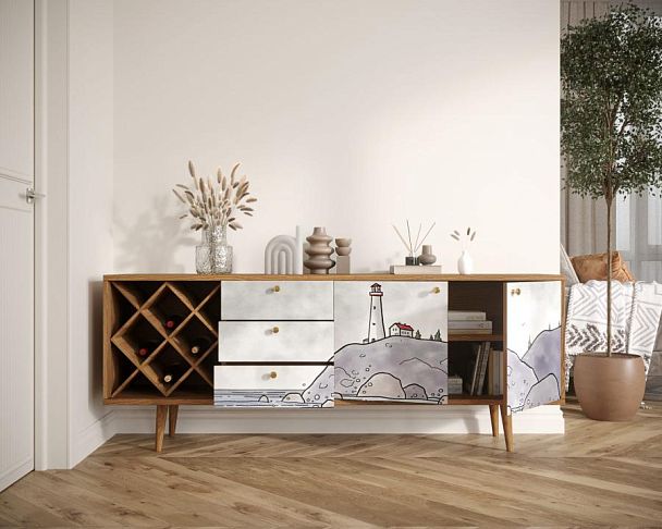 Комод Berber удлиненный с бутылочницей арт BB15/Print_51 - Вид 2