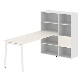 Стол-стеллаж ELRST 1117 Ясень Траун/Белый/Белый 2190х1120х1355 EDIS - Фото предпросмотра