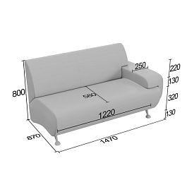 (kle5-d2p1) Диванная секция Клерк 5 двойная с одним подлокотником - Фото предпросмотра