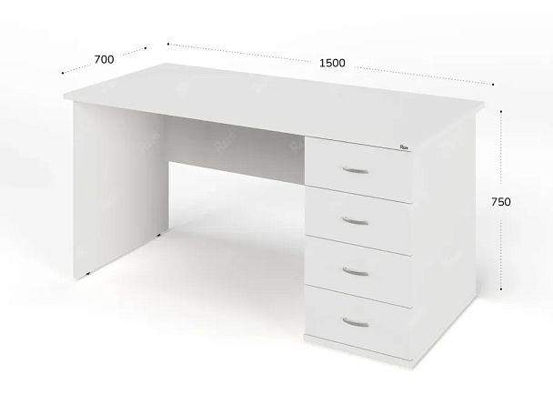 ЛАЙТ / LIGHT RLG008-15x7R Однотумбовый стол 150x70x75 Белый - Вид 3