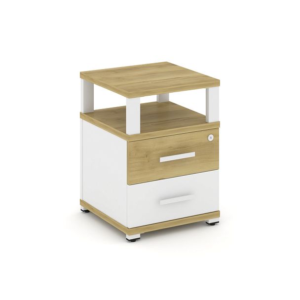 Concept Тумба приставная 2 ящ. с надставкой CN.TUP-002 W Дуб Винченцо/Белый Бриллиант/Металл Белый 420*420*583 - Вид 1