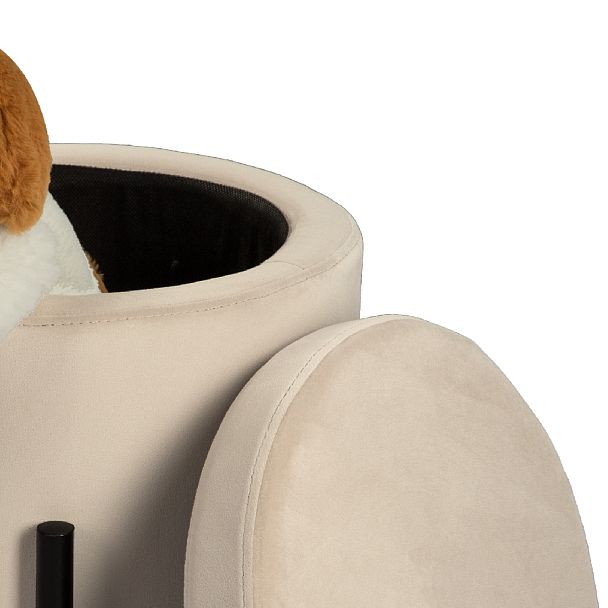 Комплект пуфов Кен с местом для хранения Кремовый велюр Confetti cream/черный, 2 шт. - Вид 4