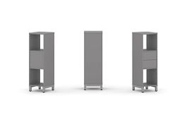 Стайл Проджект Набор стеллажа одностороннего, 3 яруса SN.NS-311 Серый Пепел/Металл Серый 387*400*124 - Фото предпросмотра