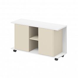 Тумба мобильная "Тумбы мобильные"  ПК-МИН-ТММ120Х40/18/35-В1-1188 бежевый песок + белый - Фото предпросмотра