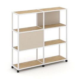 Shelf Mobile Стеллаж 4 уровня 2 секции VR.LT-STK-412.10 Тиквуд Светлый/Металл Белый/W-04 1970*400*1523 - Фото предпросмотра