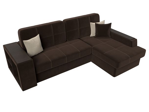 Угловой диван Брюссель правый (полностью микровельвет коричневый) - Вид 5