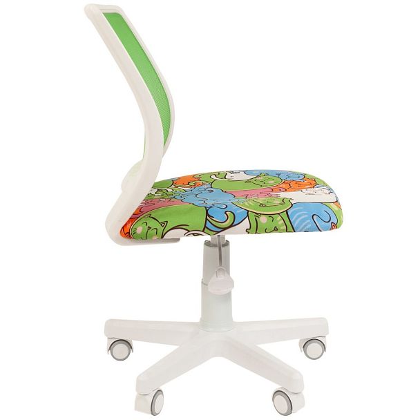 Кресло CHAIRMAN KIDS 112, пластик белый, велюр/сетка, принт CAT - Вид 3