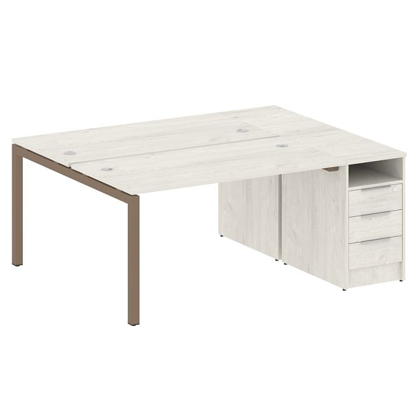 Metal System Quattro Р. ст. с тумбой на П-образном м/к 50БП.РС-СТП-2.3 Дуб наварра/Мокко металл 1812*1475*750 - Вид 1